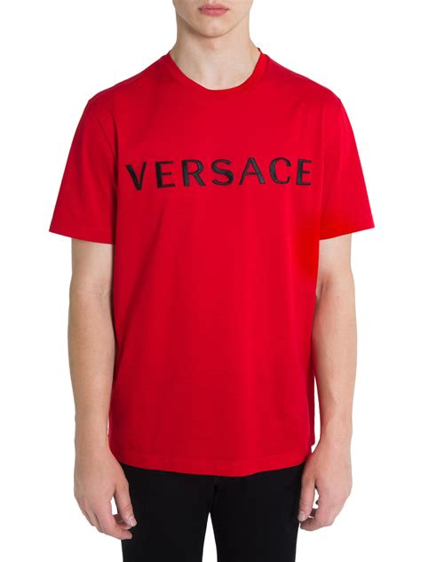 versace red round neck t-shirt for men xxl|versace graphic t shirt.